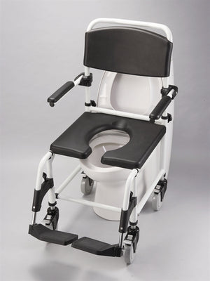Attendant Shower Commode Chair – Adjustable Height with Polyurethane Seat