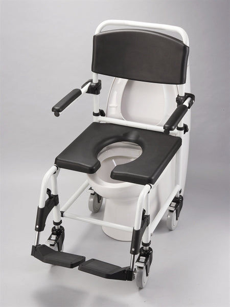 Attendant Shower Commode Chair – Adjustable Height with Polyurethane Seat