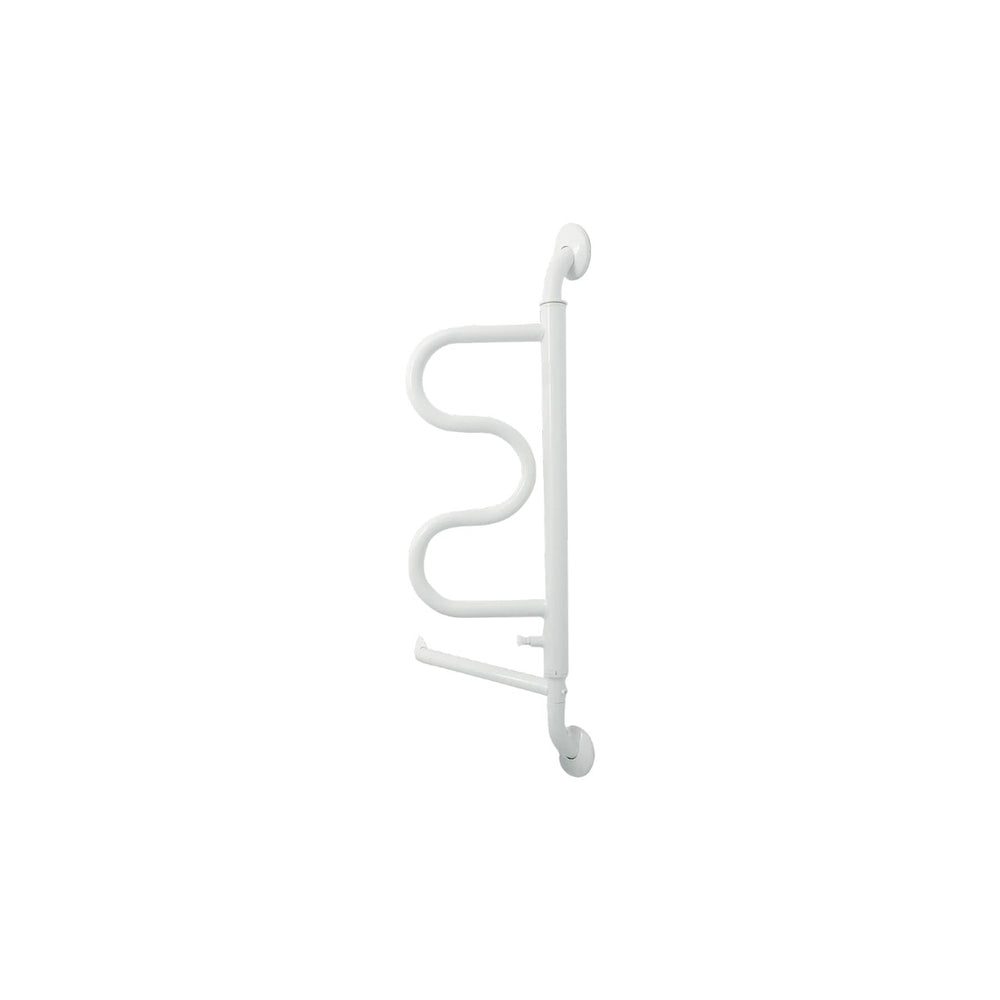 Curved Folding Grab Bar with 180° Pivot & 5 Lock Positions, Heavy-Duty Wall Mounted Safety Support Rail for Bathroom & Mobility Assistance, 300 lbs Capacity, Steel Frame