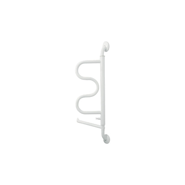 Curved Folding Grab Bar with 180° Pivot & 5 Lock Positions, Heavy-Duty Wall Mounted Safety Support Rail for Bathroom & Mobility Assistance, 300 lbs Capacity, Steel Frame