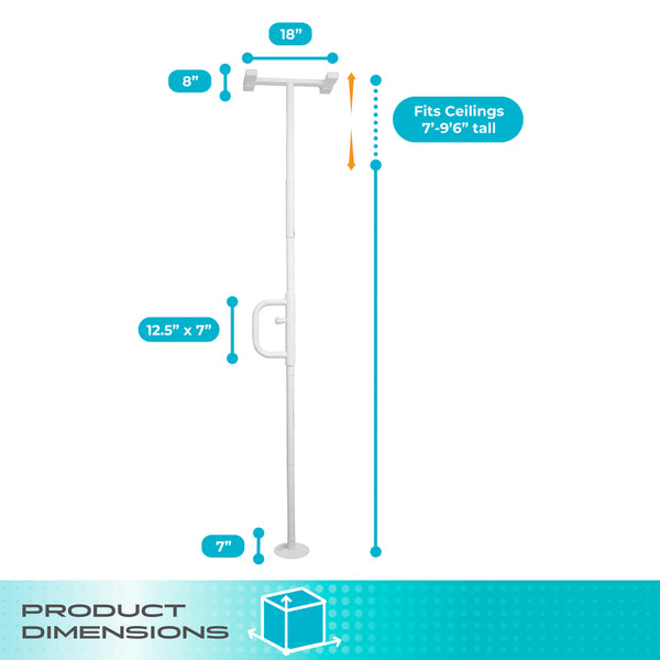 Wonder Pole Floor-to-Ceiling Safety Support Pole with Pivoting Grab Bar