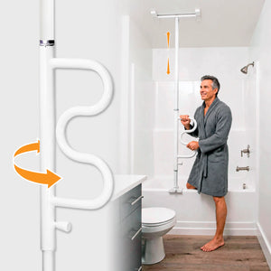 Wonder Bathtub Support Pole – Floor to Ceiling Adjustable Safety Grab Bar for Bath & Tub Transfers, Rotating Ladder Handle, No-Drill Tension Mounted Elderly Bath Safety Rail, 300 lbs Capacity