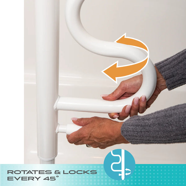 Wonder Bathtub Support Pole – Floor to Ceiling Adjustable Safety Grab Bar for Bath & Tub Transfers, Rotating Ladder Handle, No-Drill Tension Mounted Elderly Bath Safety Rail, 300 lbs Capacity