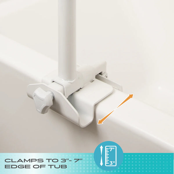 Wonder Bathtub Support Pole – Floor to Ceiling Adjustable Safety Grab Bar for Bath & Tub Transfers, Rotating Ladder Handle, No-Drill Tension Mounted Elderly Bath Safety Rail, 300 lbs Capacity