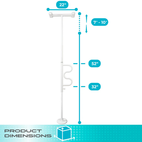 Wonder Pole HD Heavy Duty Floor to Ceiling Safety Support Pole with Rotating Grab Bar, Adjustable 7’–10’ Tension Mounted Stand Assist Rail, 400 lbs Capacity, No-Drill Installation for Bathroom & Home Use