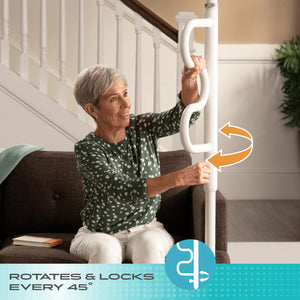 Wonder Pole HD Heavy Duty Floor to Ceiling Safety Support Pole with Rotating Grab Bar, Adjustable 7’–10’ Tension Mounted Stand Assist Rail, 400 lbs Capacity, No-Drill Installation for Bathroom & Home Use