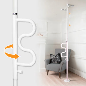 Wonder Pole HD Heavy Duty Floor to Ceiling Safety Support Pole with Rotating Grab Bar, Adjustable 7’–10’ Tension Mounted Stand Assist Rail, 400 lbs Capacity, No-Drill Installation for Bathroom & Home Use