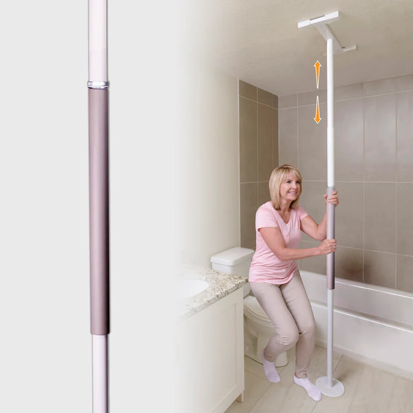Wonder Pole Slim Adjustable Floor to Ceiling Safety Support Pole – Heavy Duty Tension Grab Bar for Bathroom, Bedroom & Home Mobility Assistance – No Drilling, 7’–10’ Height, 300 lbs Capacity