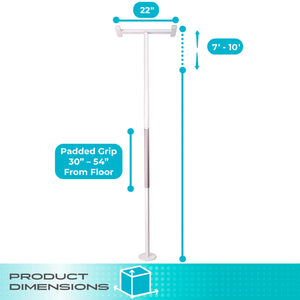 Wonder Pole Slim Adjustable Floor to Ceiling Safety Support Pole – Heavy Duty Tension Grab Bar for Bathroom, Bedroom & Home Mobility Assistance – No Drilling, 7’–10’ Height, 300 lbs Capacity