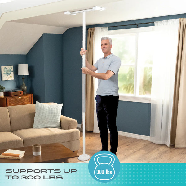 Wonder Pole Slim Adjustable Floor to Ceiling Safety Support Pole – Heavy Duty Tension Grab Bar for Bathroom, Bedroom & Home Mobility Assistance – No Drilling, 7’–10’ Height, 300 lbs Capacity