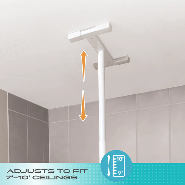 Wonder Pole Slim Adjustable Floor to Ceiling Safety Support Pole – Heavy Duty Tension Grab Bar for Bathroom, Bedroom & Home Mobility Assistance – No Drilling, 7’–10’ Height, 300 lbs Capacity