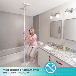 Wonder Pole Slim Adjustable Floor to Ceiling Safety Support Pole – Heavy Duty Tension Grab Bar for Bathroom, Bedroom & Home Mobility Assistance – No Drilling, 7’–10’ Height, 300 lbs Capacity