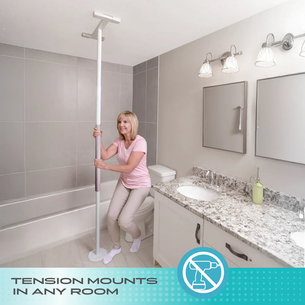 Wonder Pole Slim Adjustable Floor to Ceiling Safety Support Pole – Heavy Duty Tension Grab Bar for Bathroom, Bedroom & Home Mobility Assistance – No Drilling, 7’–10’ Height, 300 lbs Capacity