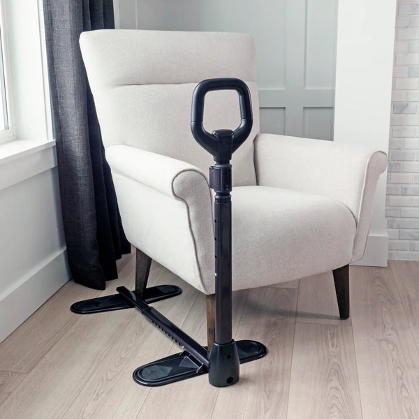 CouchCane Adjustable Standing Assist Handle for Sofa, Recliner & Lift Chair, Heavy-Duty Steel Mobility Support Rail with Storage Pouch, Non-Slip Base, 250 lb Capacity