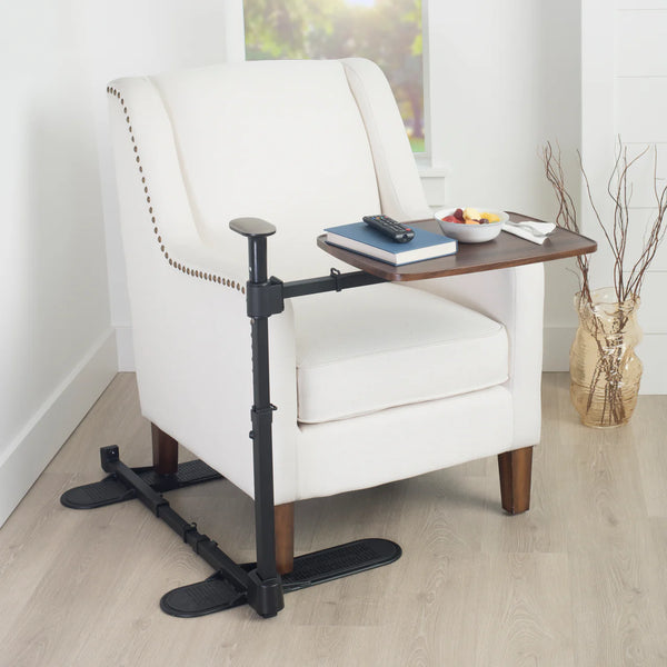 Wonder Tray Plus Adjustable Swivel TV Tray Table with Support Handle, Standing Assist Safety Rail, Height Adjustable Sofa Side Table for Eating, Working, Reading, Gaming & Lift Chairs
