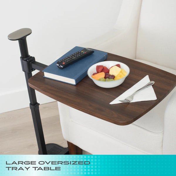Wonder Tray Plus Adjustable Swivel TV Tray Table with Support Handle, Standing Assist Safety Rail, Height Adjustable Sofa Side Table for Eating, Working, Reading, Gaming & Lift Chairs