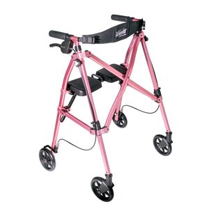 Space Saver Foldable Rollator Walker with Seat & Backrest, Ultra Compact 3-Fold Mobility Aid, 6” Wheels with Locking Brakes, Lightweight 250 lbs Capacity, Dual Size Adjustable Walking Frame