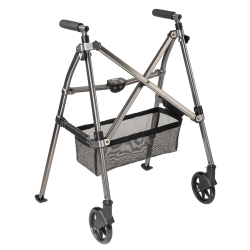 Wonder Walker Plus Lightweight Folding Rollator Walker for Seniors – Ultra Compact 4-Fold Design, 6” Swivel Wheels, 300 lbs Capacity, Dual Height Adjustable Sizes, Includes Storage Basket