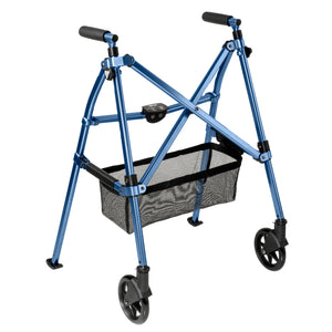 Wonder Walker Plus Lightweight Folding Rollator Walker for Seniors – Ultra Compact 4-Fold Design, 6” Swivel Wheels, 300 lbs Capacity, Dual Height Adjustable Sizes, Includes Storage Basket
