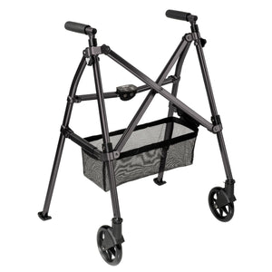 Wonder Walker Plus Lightweight Folding Rollator Walker for Seniors – Ultra Compact 4-Fold Design, 6” Swivel Wheels, 300 lbs Capacity, Dual Height Adjustable Sizes, Includes Storage Basket