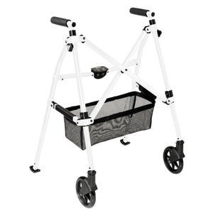 Wonder Walker Plus Lightweight Folding Rollator Walker for Seniors – Ultra Compact 4-Fold Design, 6” Swivel Wheels, 300 lbs Capacity, Dual Height Adjustable Sizes, Includes Storage Basket