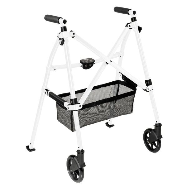 Wonder Walker Plus Lightweight Folding Rollator Walker for Seniors – Ultra Compact 4-Fold Design, 6” Swivel Wheels, 300 lbs Capacity, Dual Height Adjustable Sizes, Includes Storage Basket