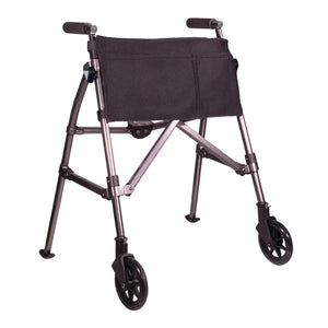 Wonder Walker Plus Lightweight Folding Rollator Walker for Seniors – Ultra Compact 4-Fold Design, 6” Swivel Wheels, 300 lbs Capacity, Dual Height Adjustable Sizes, Includes Storage Basket