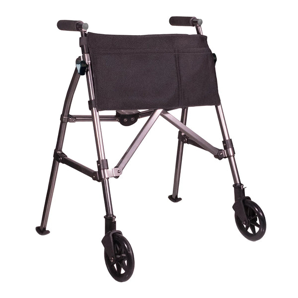Wonder Walker Plus Lightweight Folding Rollator Walker for Seniors – Ultra Compact 4-Fold Design, 6” Swivel Wheels, 300 lbs Capacity, Dual Height Adjustable Sizes, Includes Storage Basket