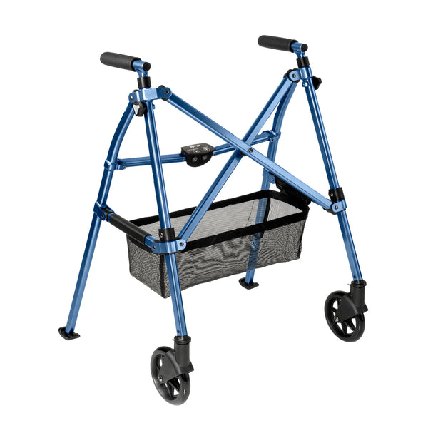 Wonder Walker Plus Lightweight Folding Rollator Walker for Seniors – Ultra Compact 4-Fold Design, 6” Swivel Wheels, 300 lbs Capacity, Dual Height Adjustable Sizes, Includes Storage Basket