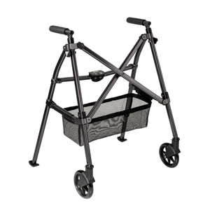 Wonder Walker Plus Lightweight Folding Rollator Walker for Seniors – Ultra Compact 4-Fold Design, 6” Swivel Wheels, 300 lbs Capacity, Dual Height Adjustable Sizes, Includes Storage Basket