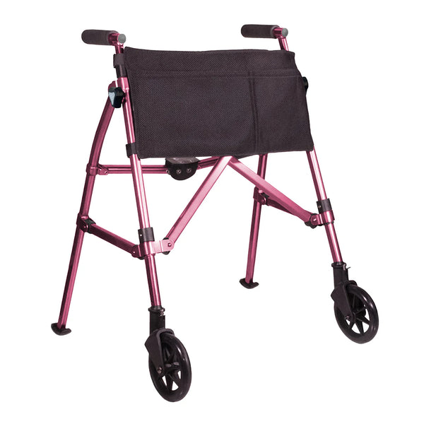 Wonder Walker Plus Lightweight Folding Rollator Walker for Seniors – Ultra Compact 4-Fold Design, 6” Swivel Wheels, 300 lbs Capacity, Dual Height Adjustable Sizes, Includes Storage Basket