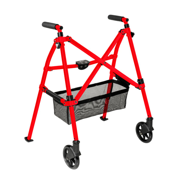 Wonder Walker Plus Lightweight Folding Rollator Walker for Seniors – Ultra Compact 4-Fold Design, 6” Swivel Wheels, 300 lbs Capacity, Dual Height Adjustable Sizes, Includes Storage Basket