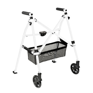 Wonder Walker Plus Lightweight Folding Rollator Walker for Seniors – Ultra Compact 4-Fold Design, 6” Swivel Wheels, 300 lbs Capacity, Dual Height Adjustable Sizes, Includes Storage Basket