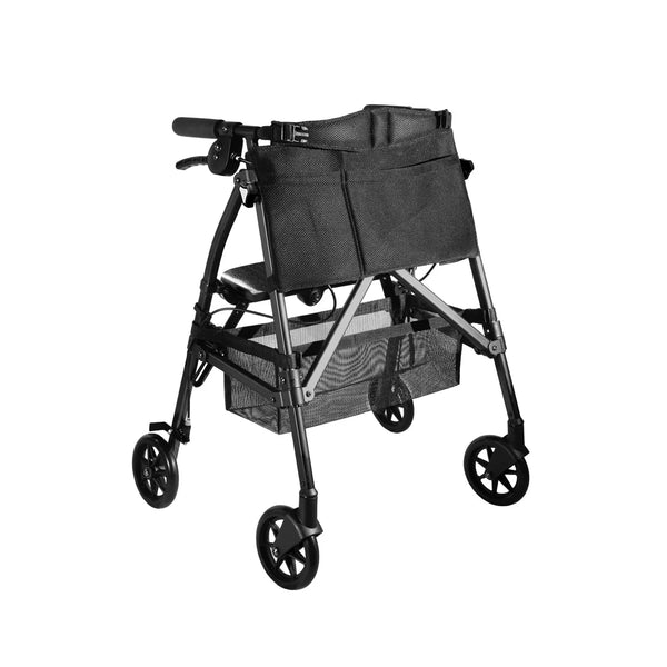 Wonder Rollator Ultra Compact Folding Walker with Seat & Backrest, Dual Size Adjustable Mobility Rollator with 6” Wheels, Locking Brakes, Storage Basket & Pouch, Supports 250 lbs