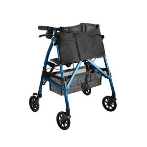 Wonder Rollator Ultra Compact Folding Walker with Seat & Backrest, Dual Size Adjustable Mobility Rollator with 6” Wheels, Locking Brakes, Storage Basket & Pouch, Supports 250 lbs