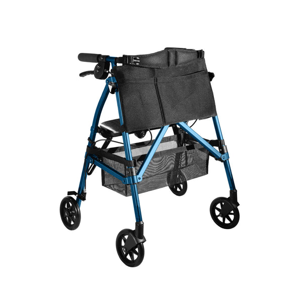 Wonder Rollator Ultra Compact Folding Walker with Seat & Backrest, Dual Size Adjustable Mobility Rollator with 6” Wheels, Locking Brakes, Storage Basket & Pouch, Supports 250 lbs