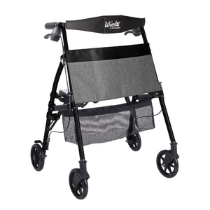 Wonder Rollator Ultra Compact Folding Walker with Seat & Backrest, Dual Size Adjustable Mobility Rollator with 6” Wheels, Locking Brakes, Storage Basket & Pouch, Supports 250 lbs