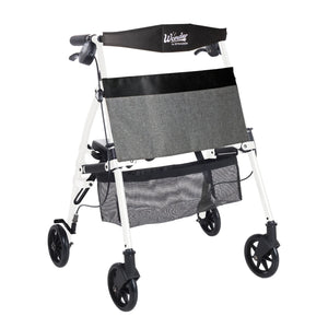Wonder Rollator Ultra Compact Folding Walker with Seat & Backrest, Dual Size Adjustable Mobility Rollator with 6” Wheels, Locking Brakes, Storage Basket & Pouch, Supports 250 lbs