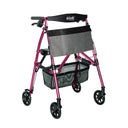 Wonder Rollator Ultra Compact Folding Walker with Seat & Backrest, Dual Size Adjustable Mobility Rollator with 6” Wheels, Locking Brakes, Storage Basket & Pouch, Supports 250 lbs