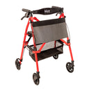 Wonder Rollator Ultra Compact Folding Walker with Seat & Backrest, Dual Size Adjustable Mobility Rollator with 6” Wheels, Locking Brakes, Storage Basket & Pouch, Supports 250 lbs