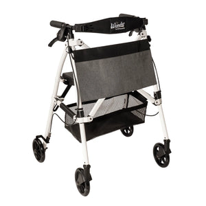 Wonder Rollator Ultra Compact Folding Walker with Seat & Backrest, Dual Size Adjustable Mobility Rollator with 6” Wheels, Locking Brakes, Storage Basket & Pouch, Supports 250 lbs