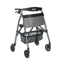 Wonder Rollator Ultra Compact Folding Walker with Seat & Backrest, Dual Size Adjustable Mobility Rollator with 6” Wheels, Locking Brakes, Storage Basket & Pouch, Supports 250 lbs