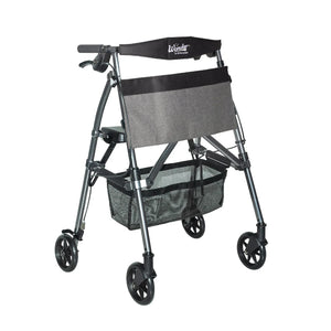 Wonder Rollator Ultra Compact Folding Walker with Seat & Backrest, Dual Size Adjustable Mobility Rollator with 6” Wheels, Locking Brakes, Storage Basket & Pouch, Supports 250 lbs