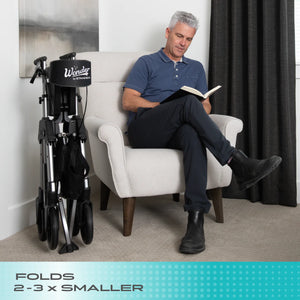 Wonder Rollator HD Heavy Duty Bariatric Walker with Seat, Foldable Mobility Aid, 450 lb Capacity, Adjustable Handles, 8-Inch Wheels, Storage Basket & Organizer Pouch