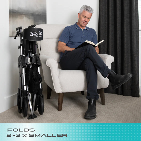Wonder Rollator HD Heavy Duty Bariatric Walker with Seat, Foldable Mobility Aid, 450 lb Capacity, Adjustable Handles, 8-Inch Wheels, Storage Basket & Organizer Pouch