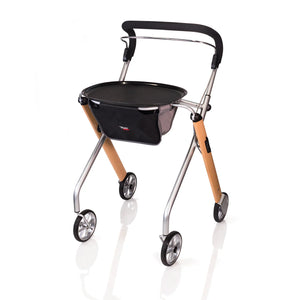 Let's Go Indoor Rollator – Narrow Lightweight Indoor Walker with Tray, Storage Basket, 6” Wheels, One-Hand Control Handle, 250 lbs Capacity, Fully Assembled Senior Mobility Aid