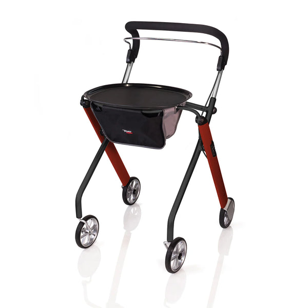 Let's Go Indoor Rollator – Narrow Lightweight Indoor Walker with Tray, Storage Basket, 6” Wheels, One-Hand Control Handle, 250 lbs Capacity, Fully Assembled Senior Mobility Aid