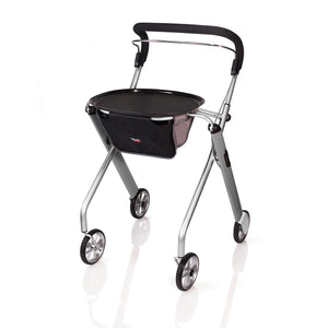 Let's Go Indoor Rollator – Narrow Lightweight Indoor Walker with Tray, Storage Basket, 6” Wheels, One-Hand Control Handle, 250 lbs Capacity, Fully Assembled Senior Mobility Aid
