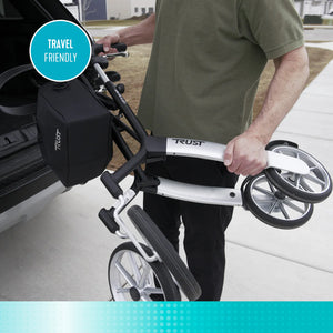 Let’s Go Out Rollator Walker for Seniors – Lightweight Folding Mobility Walker with Seat, Adjustable Handles, Large Wheels & Coil Suspension System – 300 lbs Capacity
