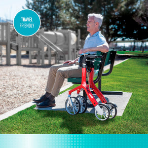 Let's Fly Lightweight Foldable Rollator Walker with Seat – Adjustable Handle Height 31”–36”, 10” Front Wheels, 300 lbs Capacity, Padded Seat & Backrest, Fully Assembled Mobility Walking Aid